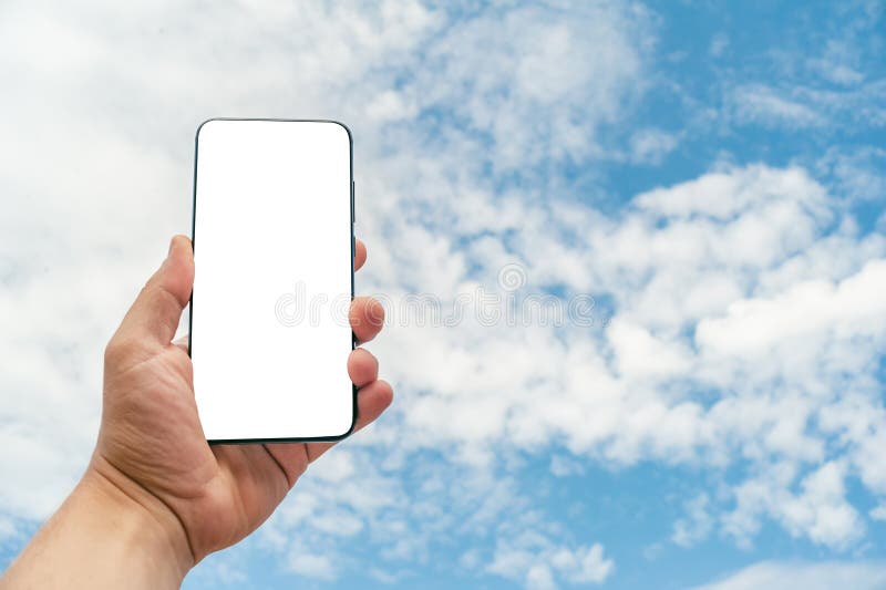 Mock Up smartphone on the background sky