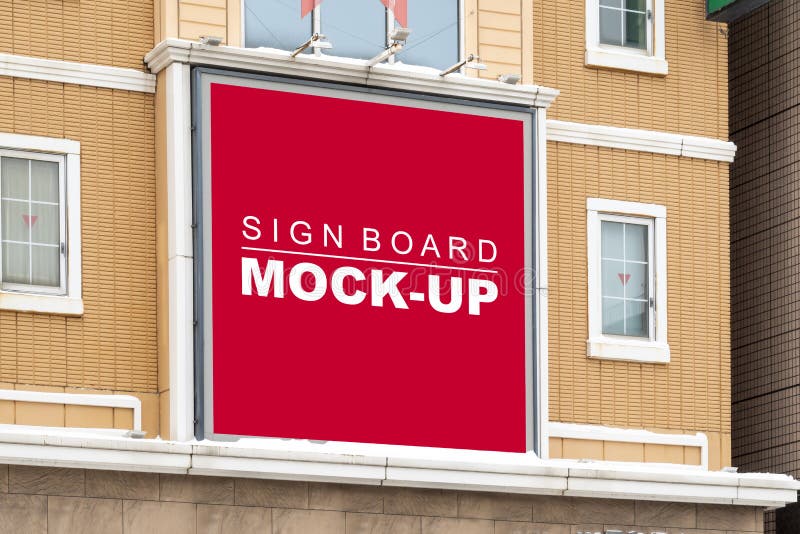 Download Mock Up Square Outdoor Billboard On Windows Of Building Stock Image - Image of message ...