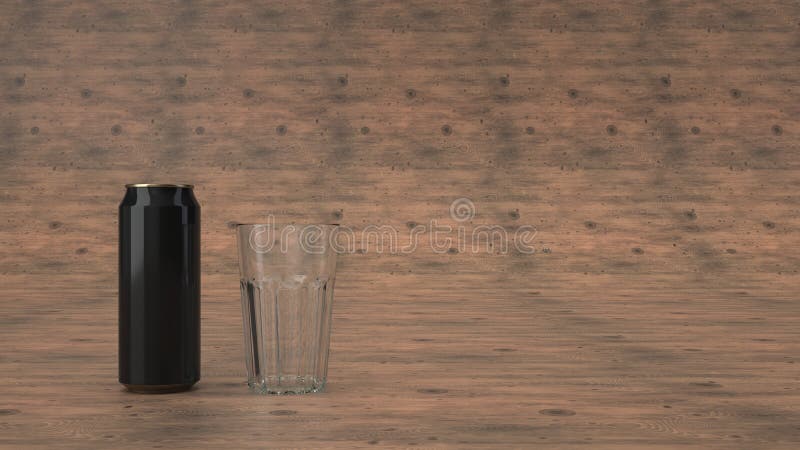 Download Mock Up Of Beer Can And An Empty Glass Stock Illustration ...