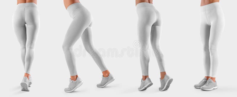 Mockning av kvinnornas vita ben på en passande flicka som på framsidan av presentationen av design och reklam i