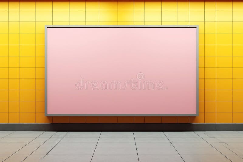 Mockning av tomma reklamskyltar inuti tunnelbanestation. generativ ai royaltyfri illustrationer