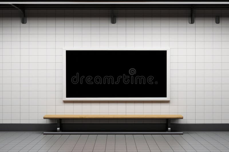 Mockning av tomma reklamskyltar inuti tunnelbanestation. generativ ai arkivfoto
