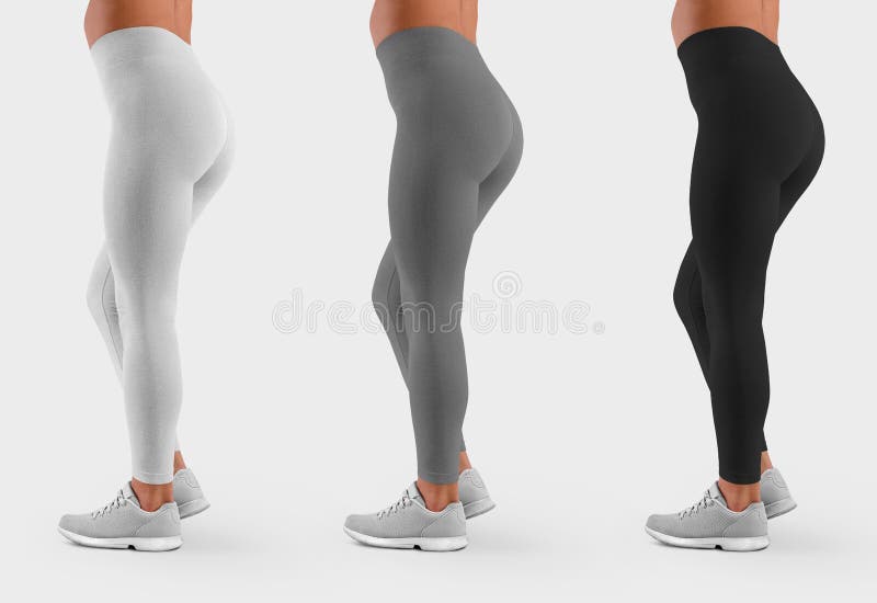Mockup av vita grå, svarta ben på en modell av kläder för sport- och fitness-sidvisning för designpresentation