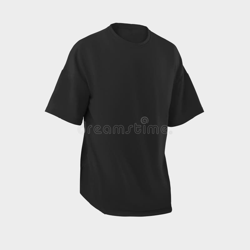 Mockup of a Black Oversized T-shirt 3D Rendering, with a Round Neck ...