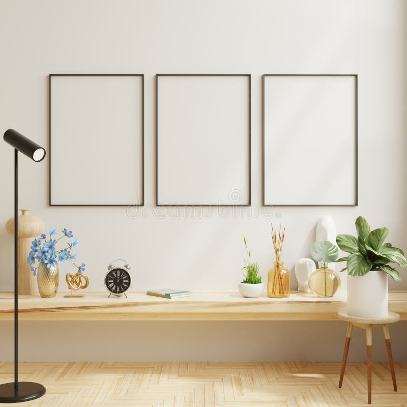 Scandinavian Mockup Poster Shelf Stock Illustrations 2,386