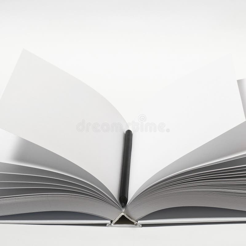 Download Mockup Of Closed Blank Square Book And Black Pencil At ...