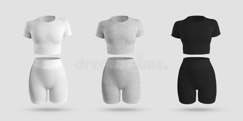 Mockup Crop Top, Cycling Shorts, Compression Suit 3D Rendering in White ...