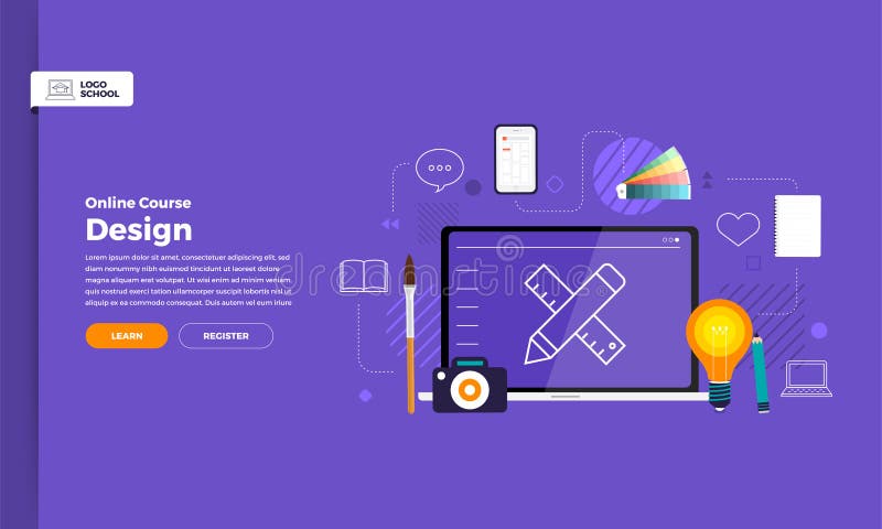 Online course education vector illustration