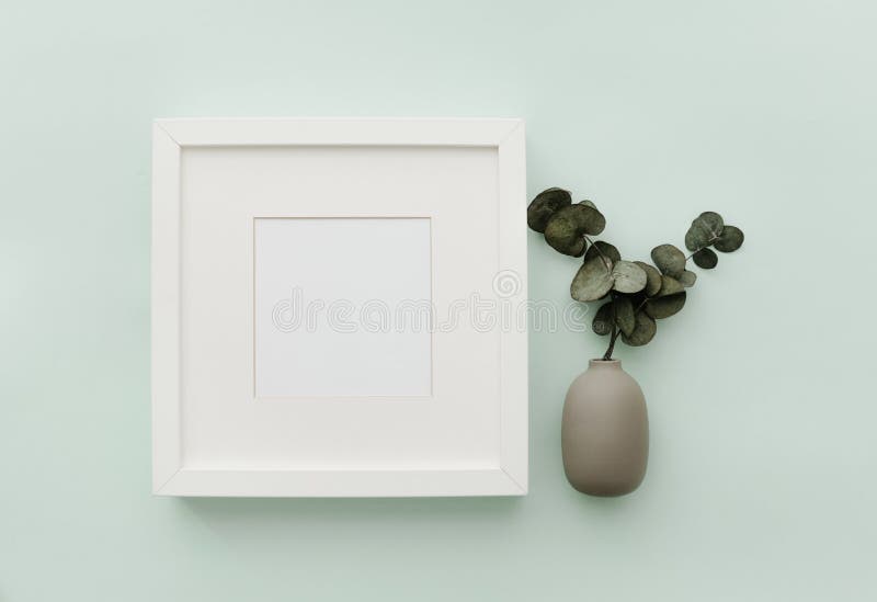 Mockup frame. Neutral Minimalist Flat Lay Scene