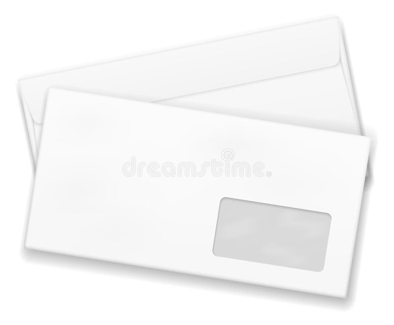 Mockup för tomt kuvert. realistisk vitpapper vektor illustrationer