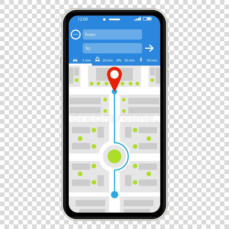 Mockup with gps navigation phone. map mobile