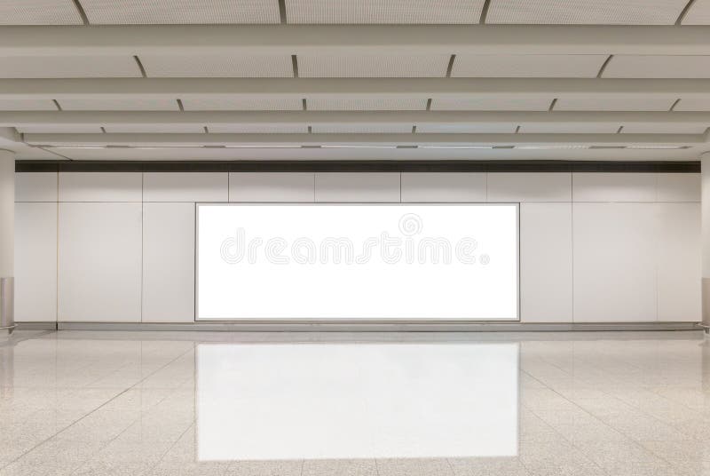 Mockup image of Blank billboard white screen posters and led in the subway station for advertising stock photo