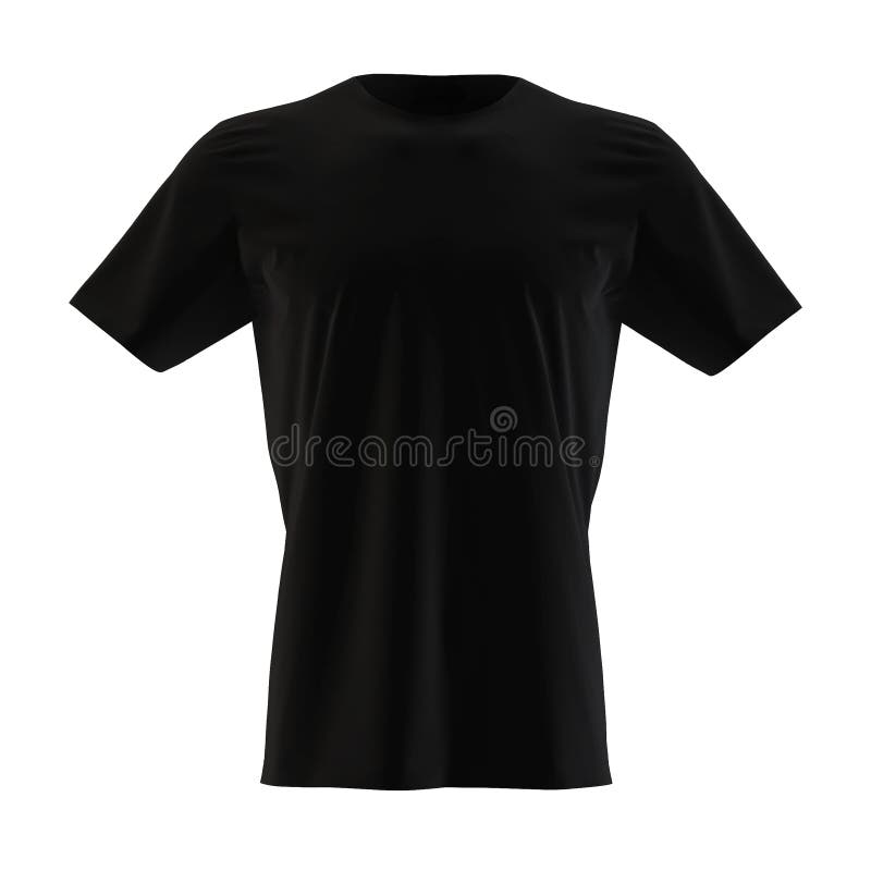 Mockup Black Men T-shirt Isolated On White Background. 3d Rendering ...