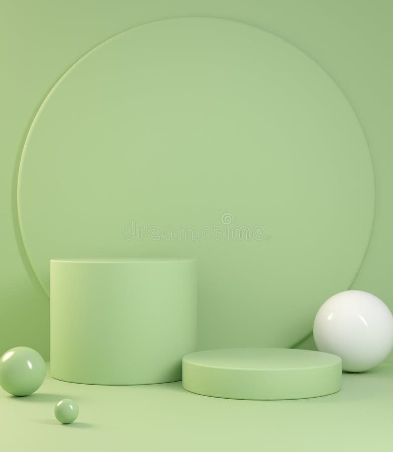 Mockup Minimal Empty Green Pastel Stand Podium, 3d Rendering Illustration stock illustration