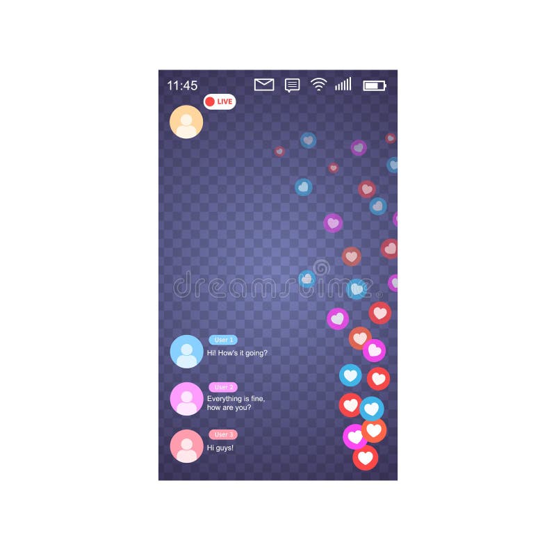 Mockup of Mobile App with Like Live Streaming. Interface Photo Frame