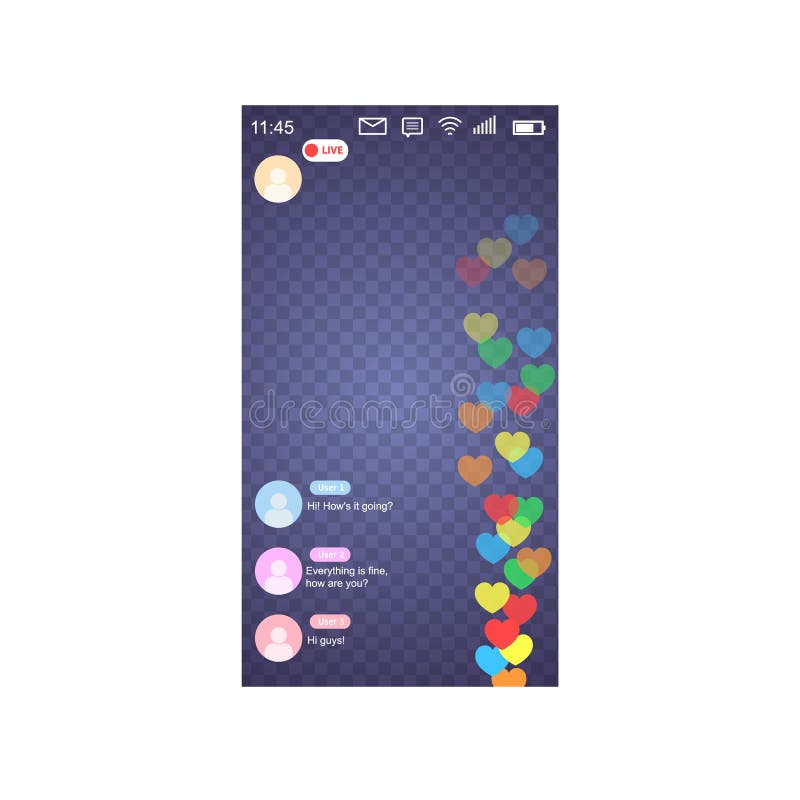 Mockup of Mobile App with Like Live Streaming. Interface Photo Frame