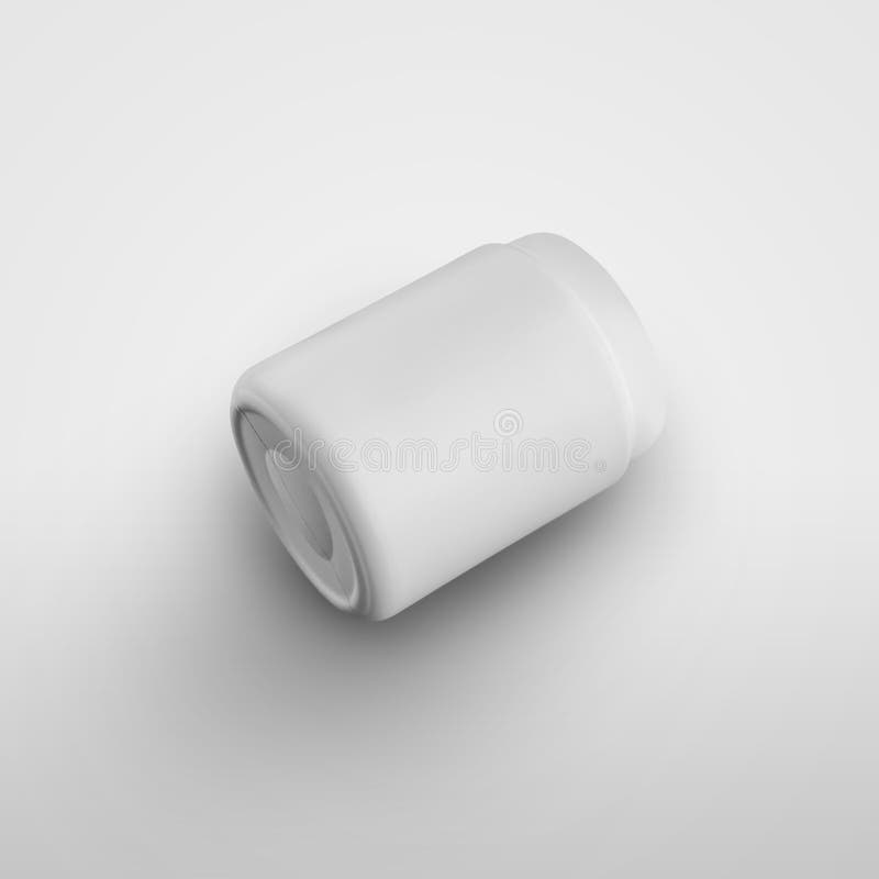 Mockup plastic jar with cosmetic or cream, white packaging with realistic shadows, isolated on background stock photos