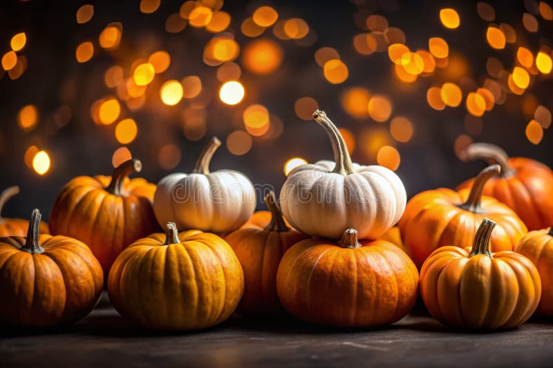 Mockup Pumpkin Halloween Festiv Toamnă Festiv Dovleci Portocaliu și Alb Dovleci Împotriva unui negru dramatic stock illustration