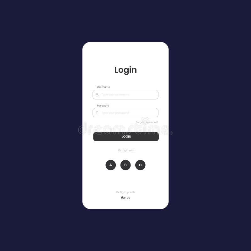 MockUp Screen with Login Form. Welcome Page for Your Mobile App. Interface  Design Login Page Stock Vector - Illustration of button, design: 199562898