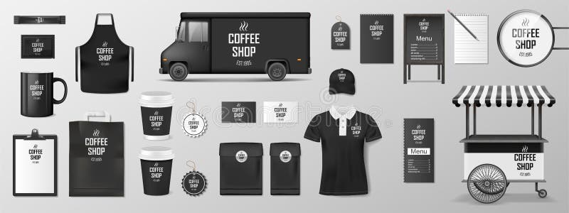brecha raya Querido Mockup Set for Coffee Shop, Cafe or Restaurant. Coffee Corporate Identity  Design Stock Vector - Illustration of graphic, drinks: 163601440