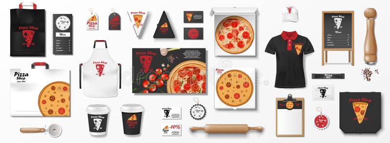 Download Mockup Set For Pizzeria, Cafe Or Restaurant. Realistic ...
