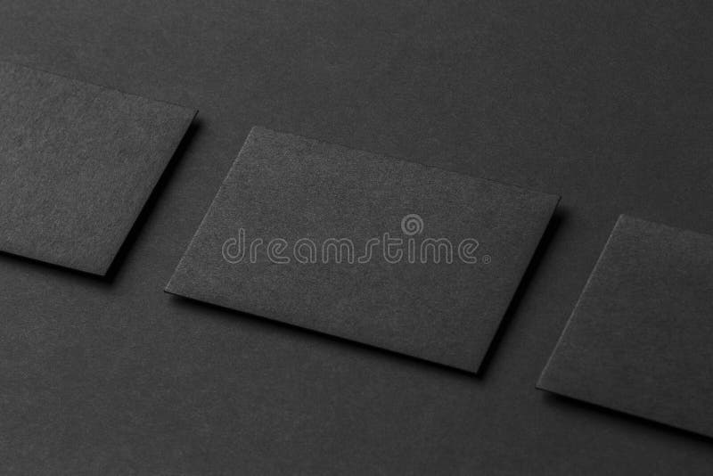 Mockup Three Horizontal Business Cards Black Paper Stock Photos Free
