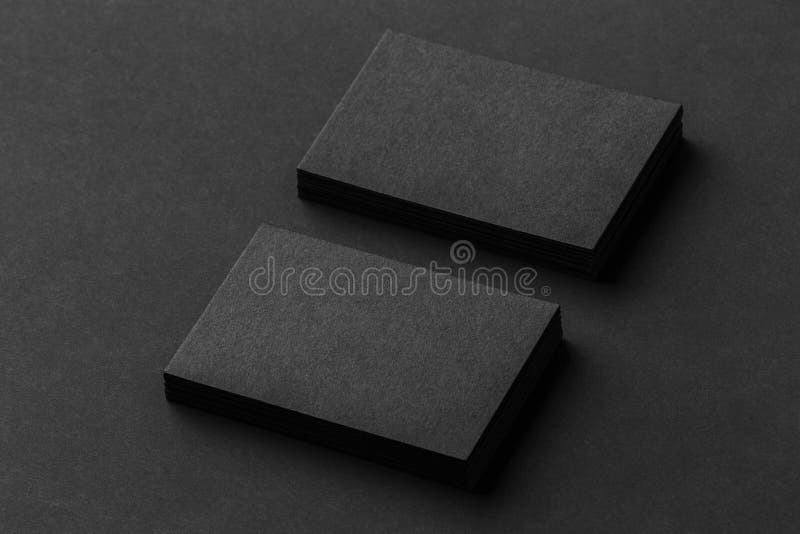 Mockup of Two Horizontal Business Cards at Black Textured Background. Stock Image Image of