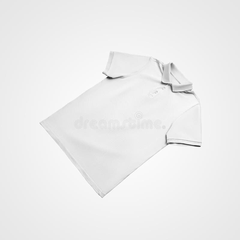 Mockup of a white branded polo, laid out, isolated on the background, front view, for presentation of design