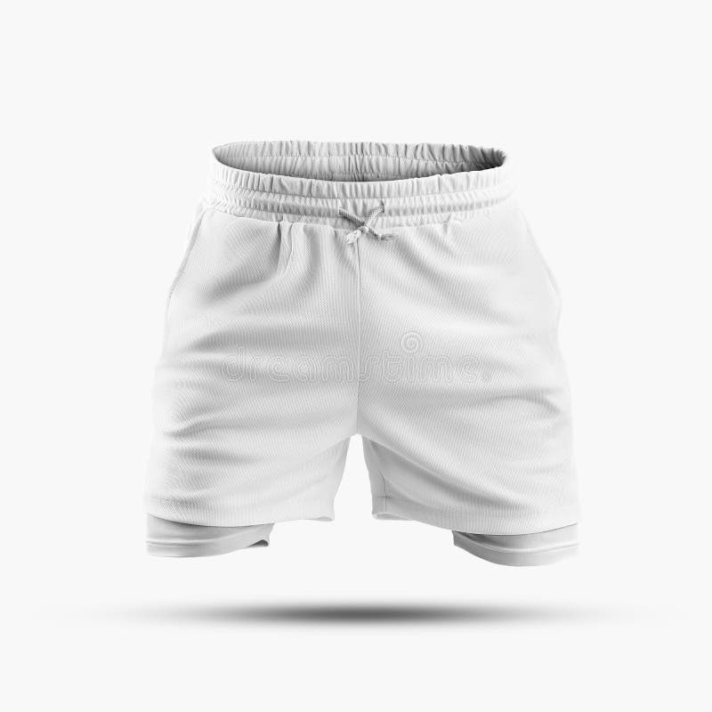 Mockups of Sports Men`s Shorts with Compression Undershorts 3D Rendering,  Back View Stock Photo - Image of model, body: 245029992