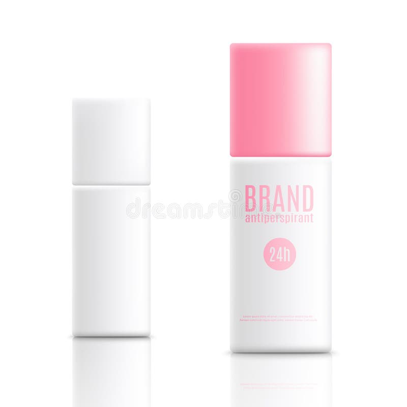 Mockups set of deodorant stick applicator - with lid and open one realistic vector illustration isolated on white background. Cosmetic antiperspirant packaging template. Applicator stick vectors