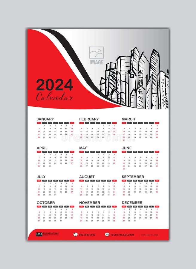 calendrier 2024 modèle ensemble vecteur, la semaine commence dimanche,  ensemble de 12 mois, calendrier de bureau 2024 année, calendrier mural 2024  mise en page, modèle d'entreprise, conception de papeterie, supports  d'impression, conception