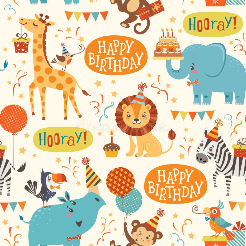 Carte Mignonne De Joyeux Anniversaire D Animaux De Jungle Illustration De Vecteur Illustration Du Salutation Enfance