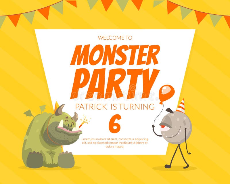 Calibre De Design De Carte De Joyeux Anniversaire De Partie De Monstre Illustration De Vecteur Illustration Du Calibre Anniversaire Calibre De Design De Carte De Joyeux Anniversaire De Partie De Monstre Illustration De Vecteur Illustration Du Calibre Anniversaire