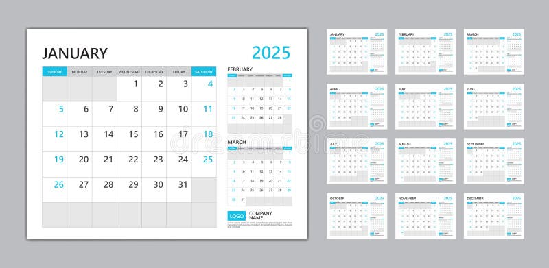 Calendrier 2024 Année La Semaine Commence Le Dimanche Conception Pour L' organisateur De Papeterie D'impression De Planificateur