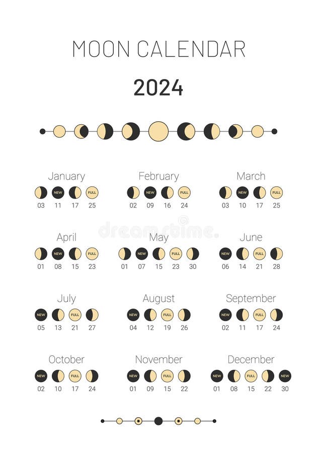 Modèle De Conception Du Planificateur De Cycle Mensuel Du Calendrier  Lunaire 2024 Illustration Stock - Illustration du quotidien, mois: 274933405