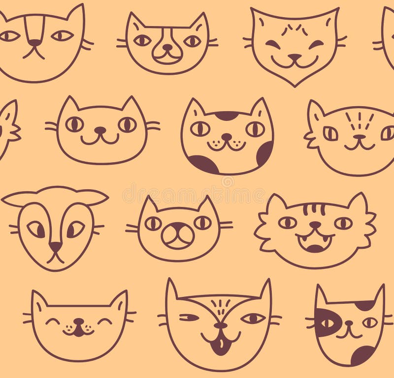 Modele Sans Couture Avec Les Visages Tires Par La Main Mignons De Chat Sur Le Fond De Couleur De Peche Illustration De Vecteur Illustration Du Couleur Animal Modele Sans Couture Avec Les Visages Tires Par La Main Mignons De Chat Sur Le Fond De Couleur De Peche Illustration De Vecteur Illustration Du Couleur Animal