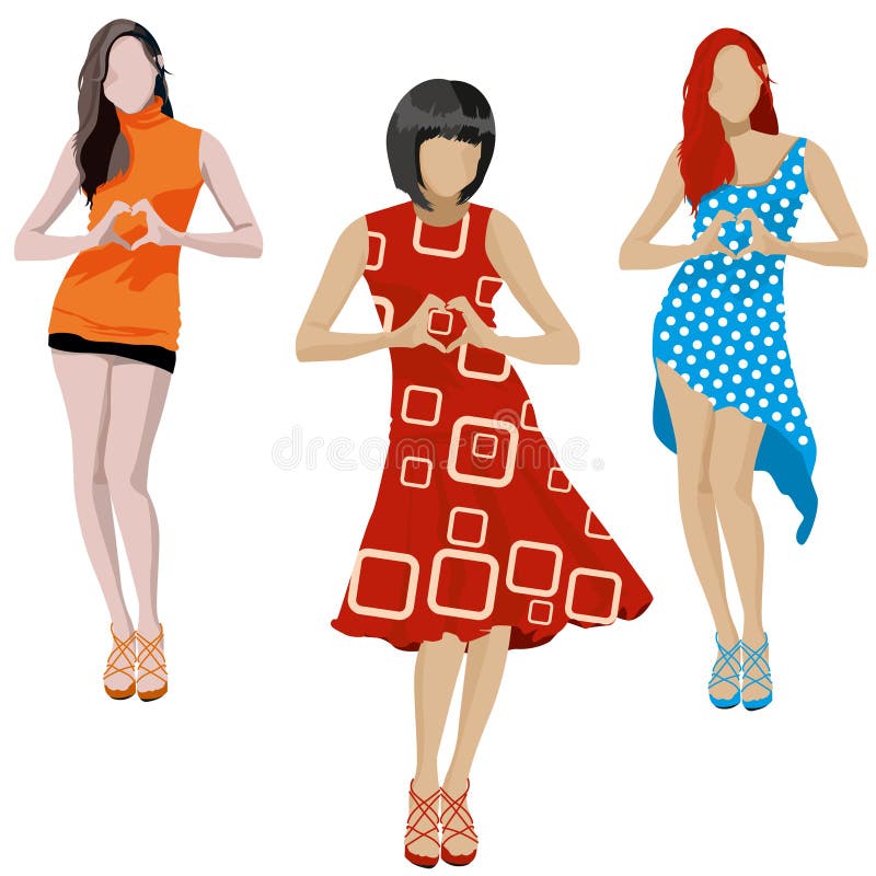 Mod dziewczyn ilustraci set royalty ilustracja Mod dziewczyn ilustraci set royalty ilustracja