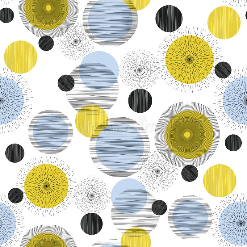 Mod? le g? om? trique sans couture avec des cercles et des demi-cercles Type scandinave Rectangles bleus 2 Papier peint de vecteur p illustration libre de droits