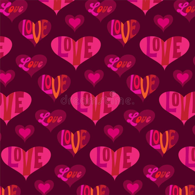 Mod valentines day heart background pattern with typography