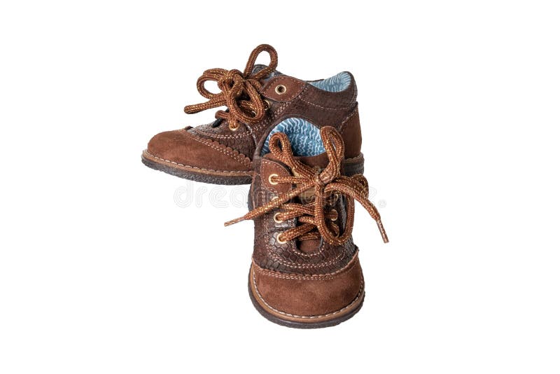 Moda Del Zapato Del Niño Un Par De Zapatos De Cuero Marrones Elegantes Con  Los Cordones Para Los Niños Pequeños Aislados Sobre El Imagen de archivo -  Imagen de fondo, calzado: 142157189