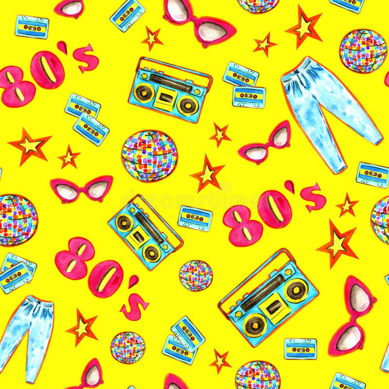 Moda 80 «e kolorowy bezszwowy wzór royalty ilustracja Moda 80 «e kolorowy bezszwowy wzór royalty ilustracja