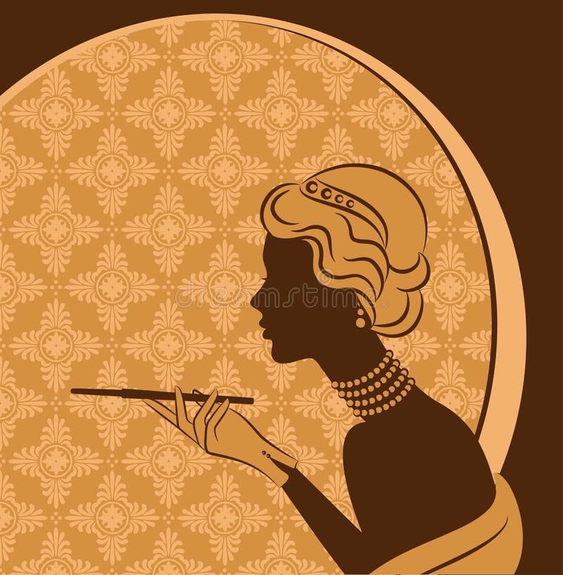 Modeflicka med kanon-biten. stock illustrationer
