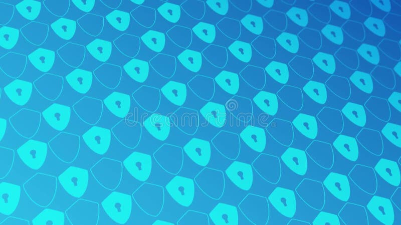 Model abstract animat cu elemente geometrice care formează un scut de protecție. fundal gradient albastru stock illustration