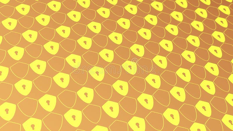 Model abstract animat cu elemente geometrice care formează un scut de protecție. fundal gradient portocaliu galben stock illustration