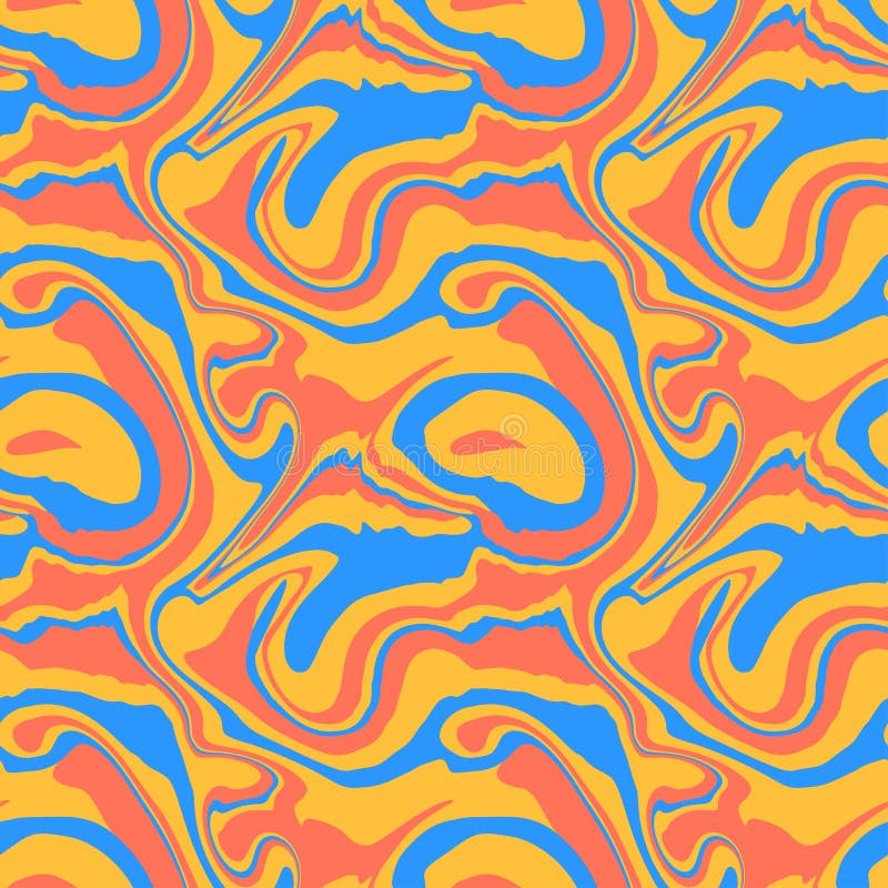 Model abstract 1970 de marmură lichidă fără sudură. textură de culoare galben-albastru cu undă deschisă. trippy cremologic distors vector illustration