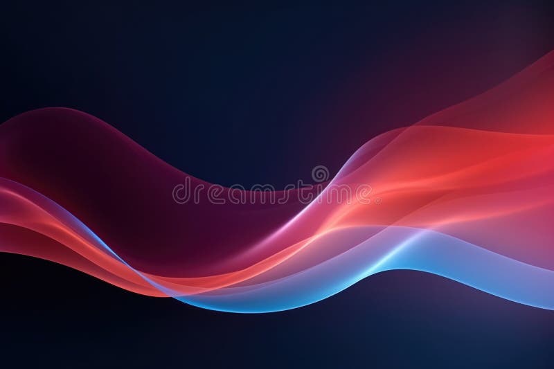 Model abstract de undă colorată cu gradient roșu și albastru pe fond întunecat vector illustration
