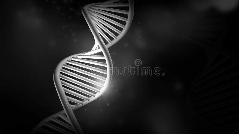 DNA Double Helix Model on a Black Background, 3D Render. Stock