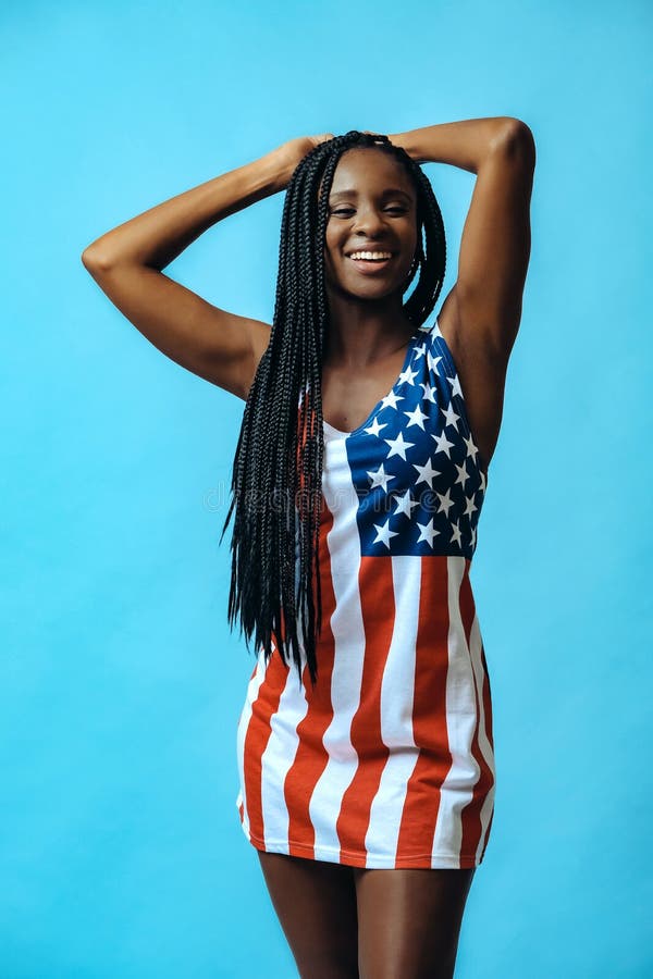 Model american superb în Statele Unite ale Americii pentru drapelul albastru royalty free stock image