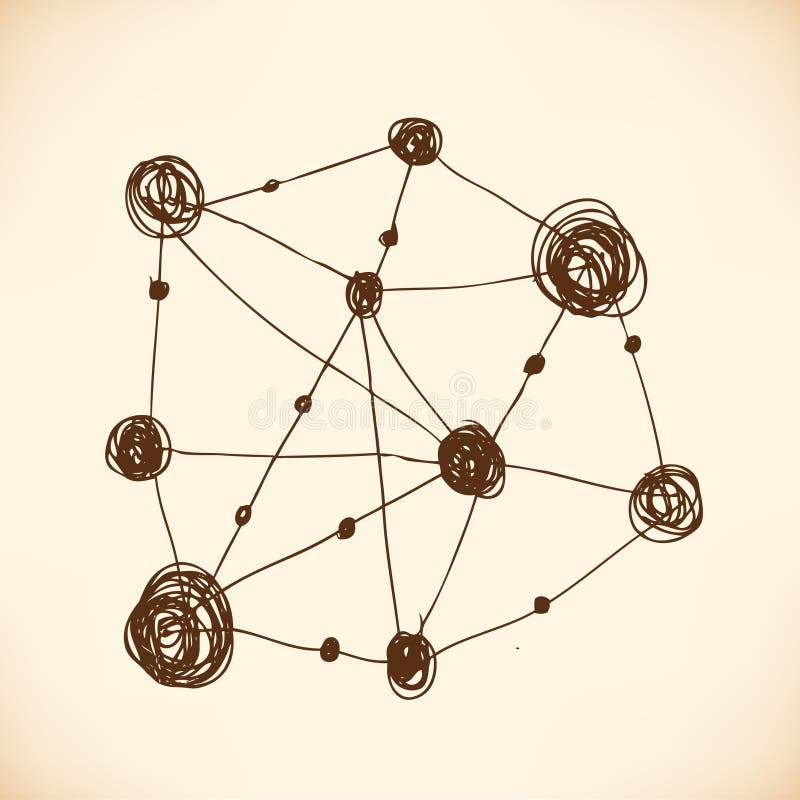 Model of atom. Atomic lattice. Structure vector illustration
