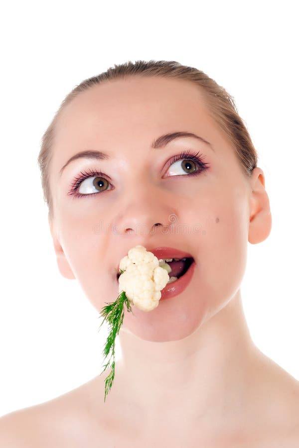 Model with Batch of Dill and Cauliflower Stock Image Image of mouth